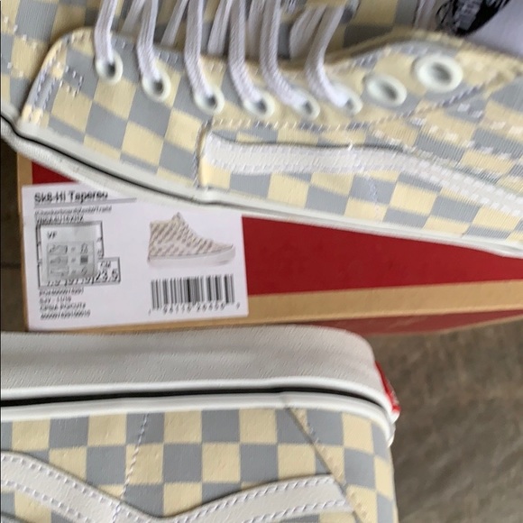 •• VANS Sk8-Hi TAPERED CHECKERBOARD Zenbl/TRWht men’s - Picture 12 of 16